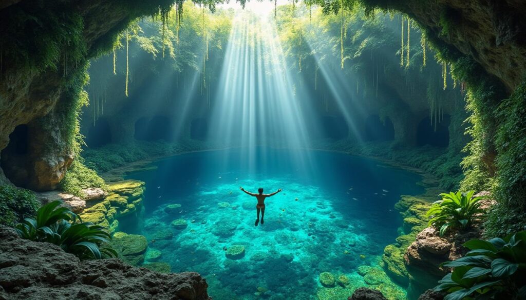 explorez les plus beaux cenotes, ces puits d’eau naturelle incontournables, et découvrez leurs paysages enchanteurs et leurs eaux cristallines.