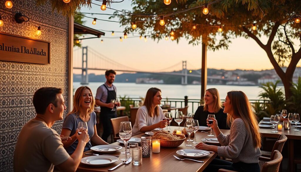 découvrez ponto final almada, un restaurant traditionnel offrant une vue imprenable sur le tage. savourez des plats authentiques dans un cadre convivial et panoramique.