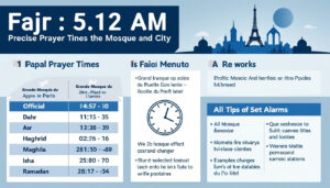 découvrez les horaires précis des prières fajr à paris, incluant la mosquée et toute la ville, pour pratiquer vos prières à temps chaque jour.