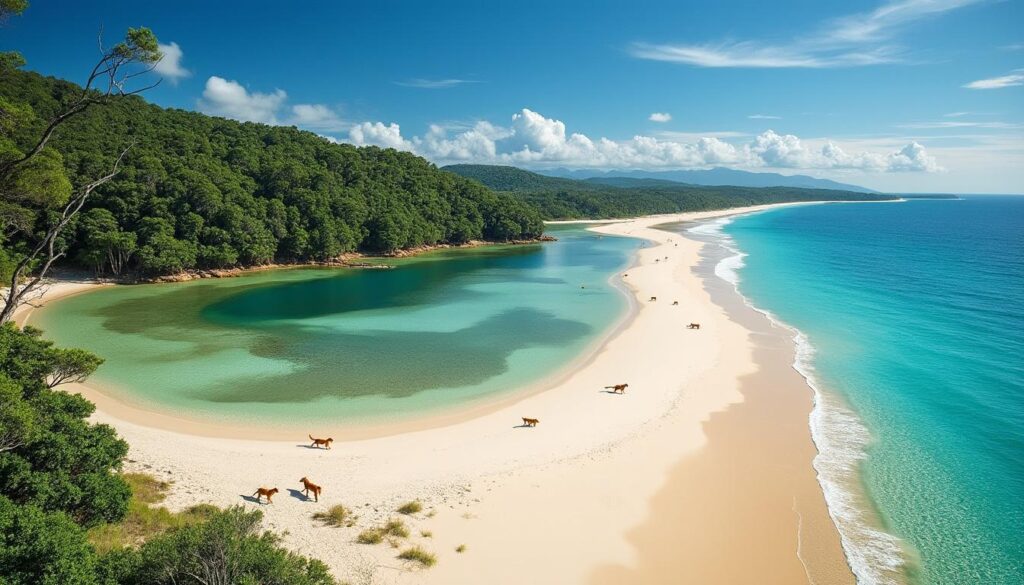 explorez fraser island, la plus grande île de sable au monde, et découvrez ses paysages uniques, sa faune exceptionnelle et ses plages paradisiaques.