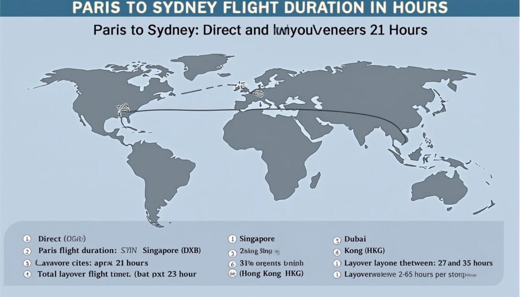 découvrez la durée du vol direct et avec escale entre paris et sydney en heures pour mieux planifier votre voyage.