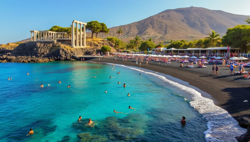 découvrez kamari à thira : une plage paradisiaque, des ruines antiques fascinantes et des activités incontournables pour tous les goûts.