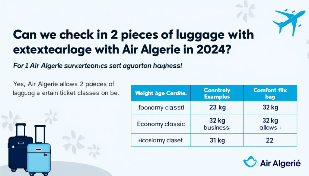 découvrez si air algérie permet d'emporter 2 bagages en soute en 2024, les conditions et les frais éventuels pour bien préparer votre voyage.