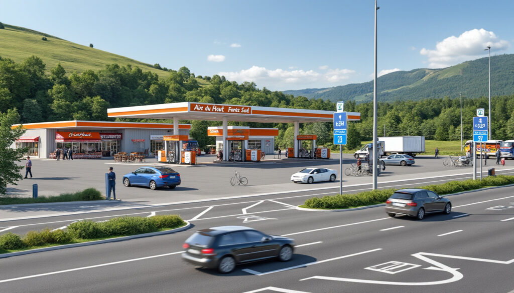 découvrez l'aire du haut forez sud avec ses services complets, restaurants variés et sa station sur l'autoroute a89 pour une pause agréable et pratique.