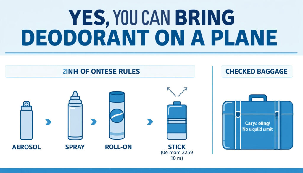 découvrez les règles essentielles pour transporter un déodorant en avion, que ce soit en cabine ou en soute, afin de voyager en toute conformité et éviter tout désagrément.