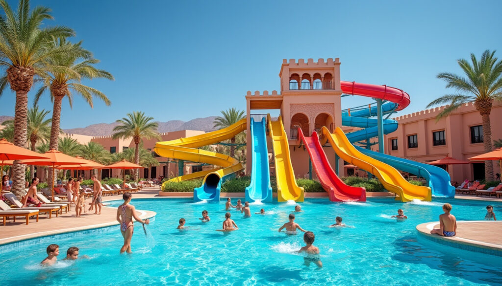 découvrez un parc aquatique à marrakech avec toboggans, piscines et activités fun pour toute la famille. préparez-vous à une journée pleine de sensations !