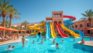 découvrez un parc aquatique à marrakech avec toboggans, piscines et activités fun pour toute la famille. préparez-vous à une journée pleine de sensations !